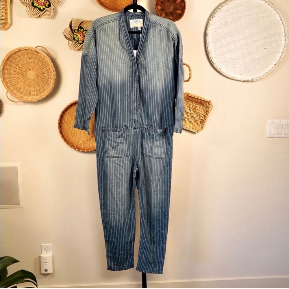 Free People Sandrine Rose Kimono  Jumpsuit Washed Stripe Womens - Picture 3 of 11